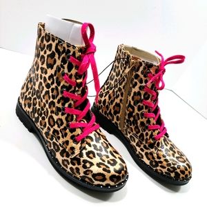 POP Lukas Leopard Boots Size 4